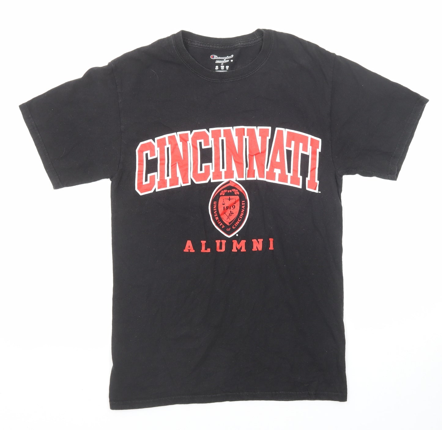 Champion Mens Black Cotton T-Shirt Size S Round Neck - Cincinnati Alumni