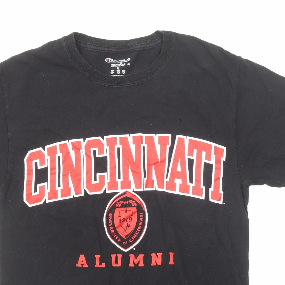 Champion Mens Black Cotton T-Shirt Size S Round Neck - Cincinnati Alumni