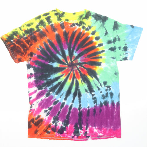 Liquid Blue Mens Multicoloured Geometric Cotton T-Shirt Size M Round Neck - Tie Dye