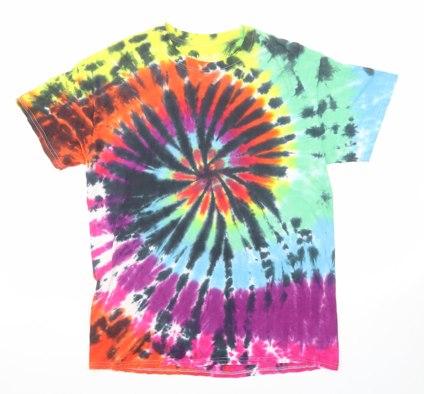 Liquid Blue Mens Multicoloured Geometric Cotton T-Shirt Size M Round Neck - Tie Dye