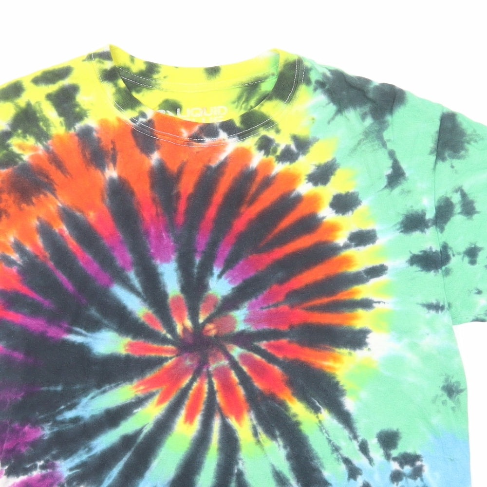 Liquid Blue Mens Multicoloured Geometric Cotton T-Shirt Size M Round Neck - Tie Dye