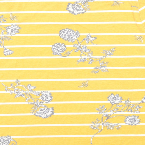 Bonmarché Womens Yellow Geometric Polyester Basic T-Shirt Size 20 Round Neck