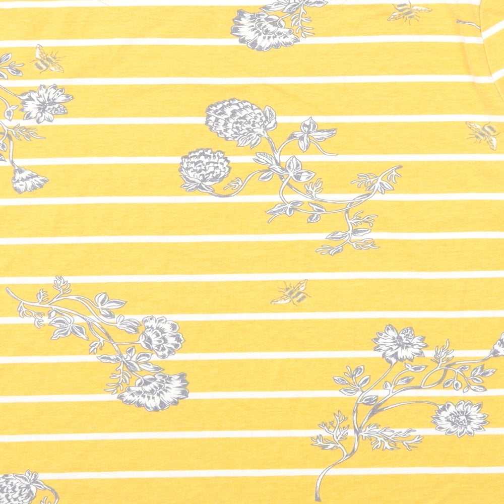 Bonmarché Womens Yellow Geometric Polyester Basic T-Shirt Size 20 Round Neck