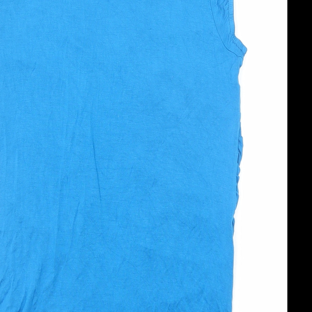 Design History Womens Blue Viscose Basic T-Shirt Size 14 V-Neck