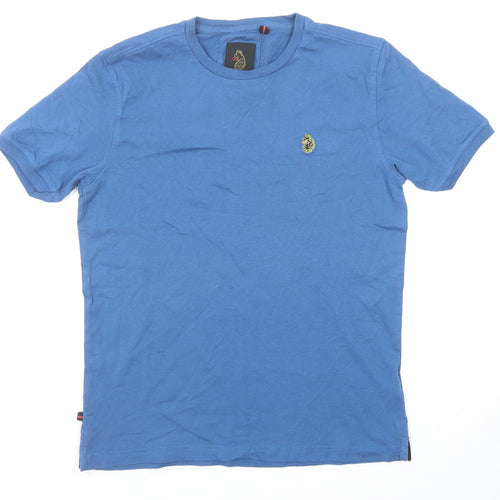 Luke Boys Blue Cotton Basic T-Shirt Size 12-13 Years Round Neck Pullover
