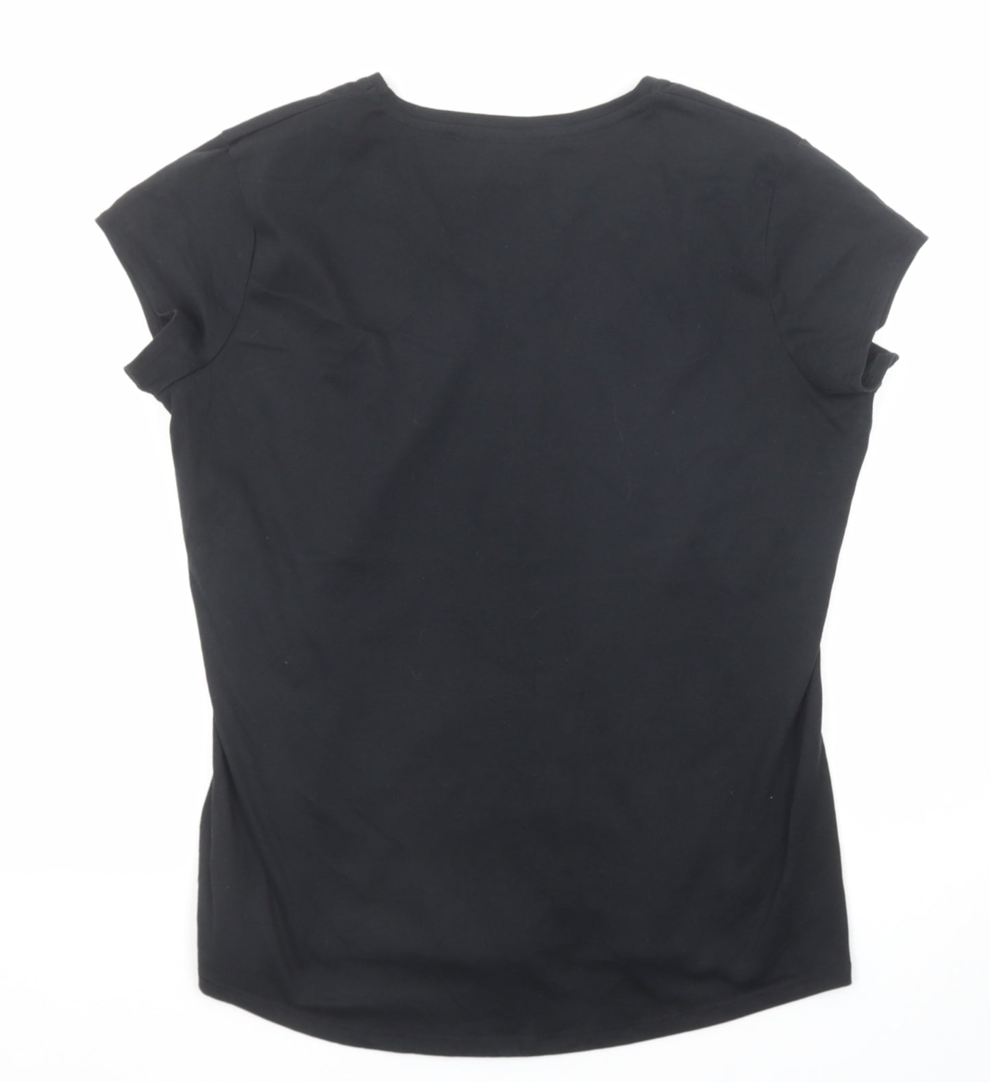 LA Gear Womens Black Polyester Basic T-Shirt Size 18 V-Neck