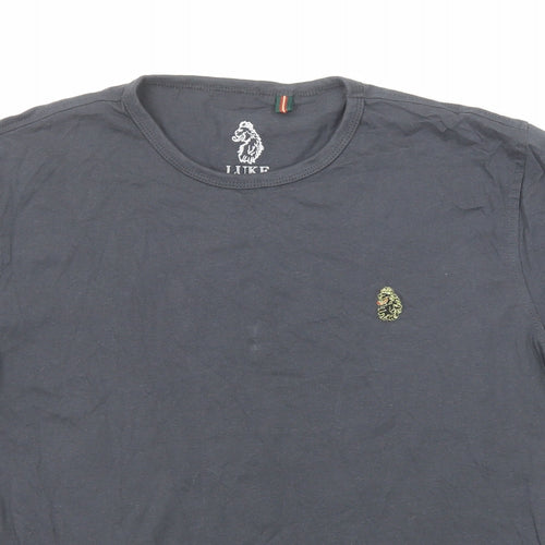 Luke Boys Grey Cotton Basic T-Shirt Size 14-15 Years Round Neck Pullover