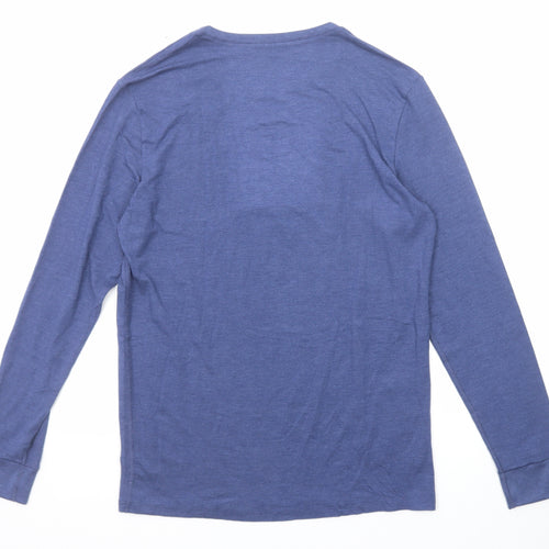 Marks and Spencer Mens Blue Polyester T-Shirt Size M Round Neck