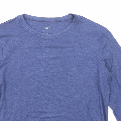 Marks and Spencer Mens Blue Polyester T-Shirt Size M Round Neck