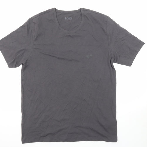 HUGO BOSS Mens Grey Cotton T-Shirt Size XL Round Neck