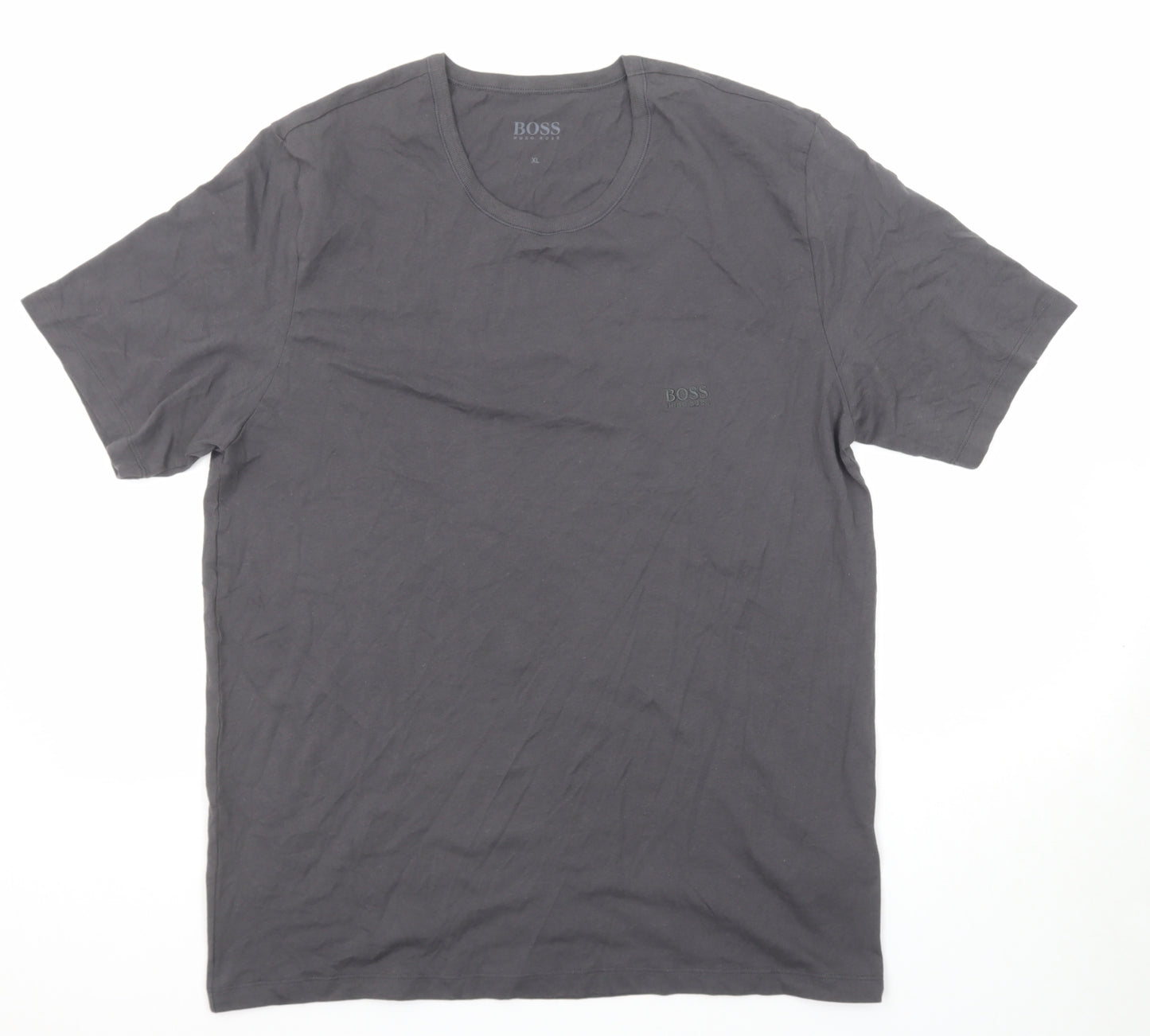 HUGO BOSS Mens Grey Cotton T-Shirt Size XL Round Neck