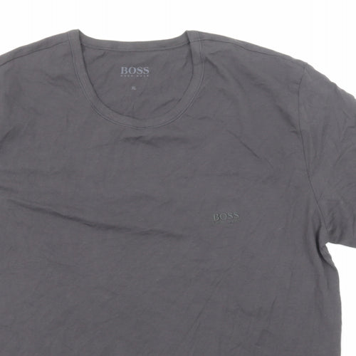 HUGO BOSS Mens Grey Cotton T-Shirt Size XL Round Neck