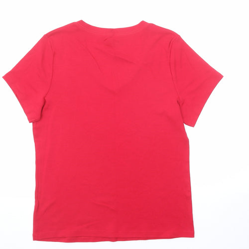 Love Cotton Womens Red Cotton Basic T-Shirt Size 16 V-Neck