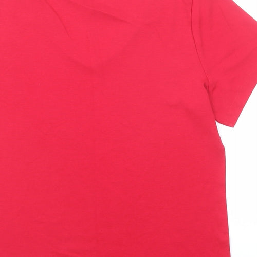 Love Cotton Womens Red Cotton Basic T-Shirt Size 16 V-Neck
