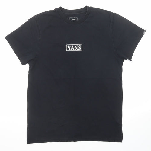 VANS Mens Black Cotton T-Shirt Size M Round Neck