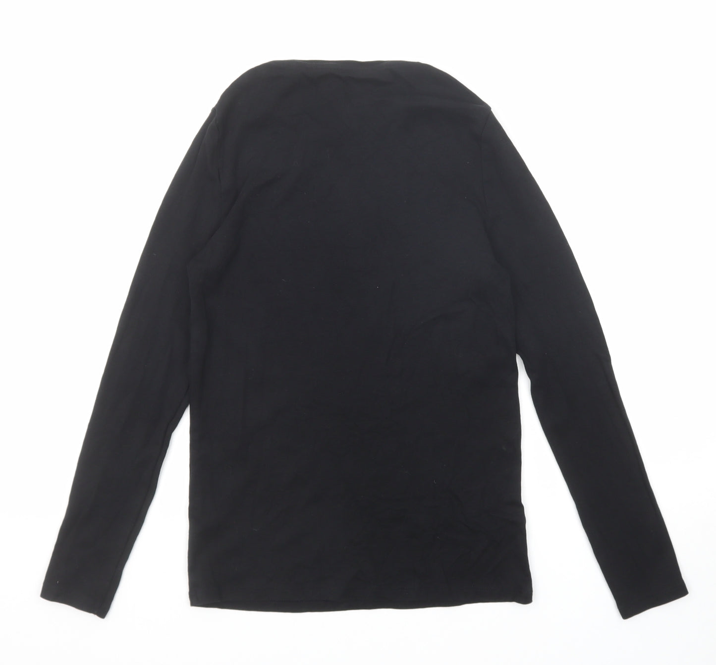 Marks and Spencer Womens Black Cotton Basic T-Shirt Size 12 Round Neck