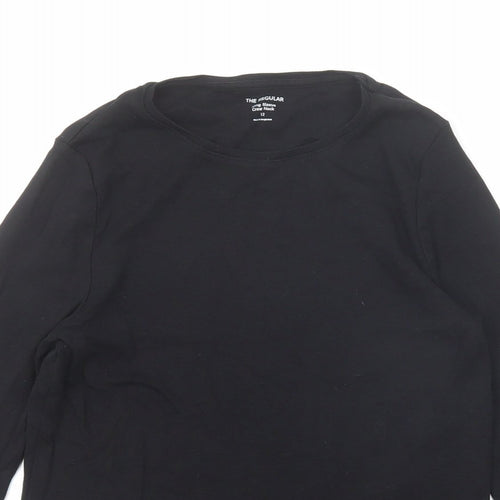 Marks and Spencer Womens Black Cotton Basic T-Shirt Size 12 Round Neck