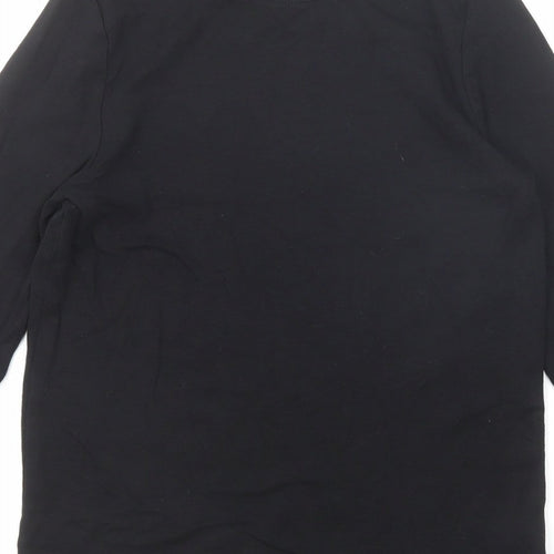 Marks and Spencer Womens Black Cotton Basic T-Shirt Size 12 Round Neck