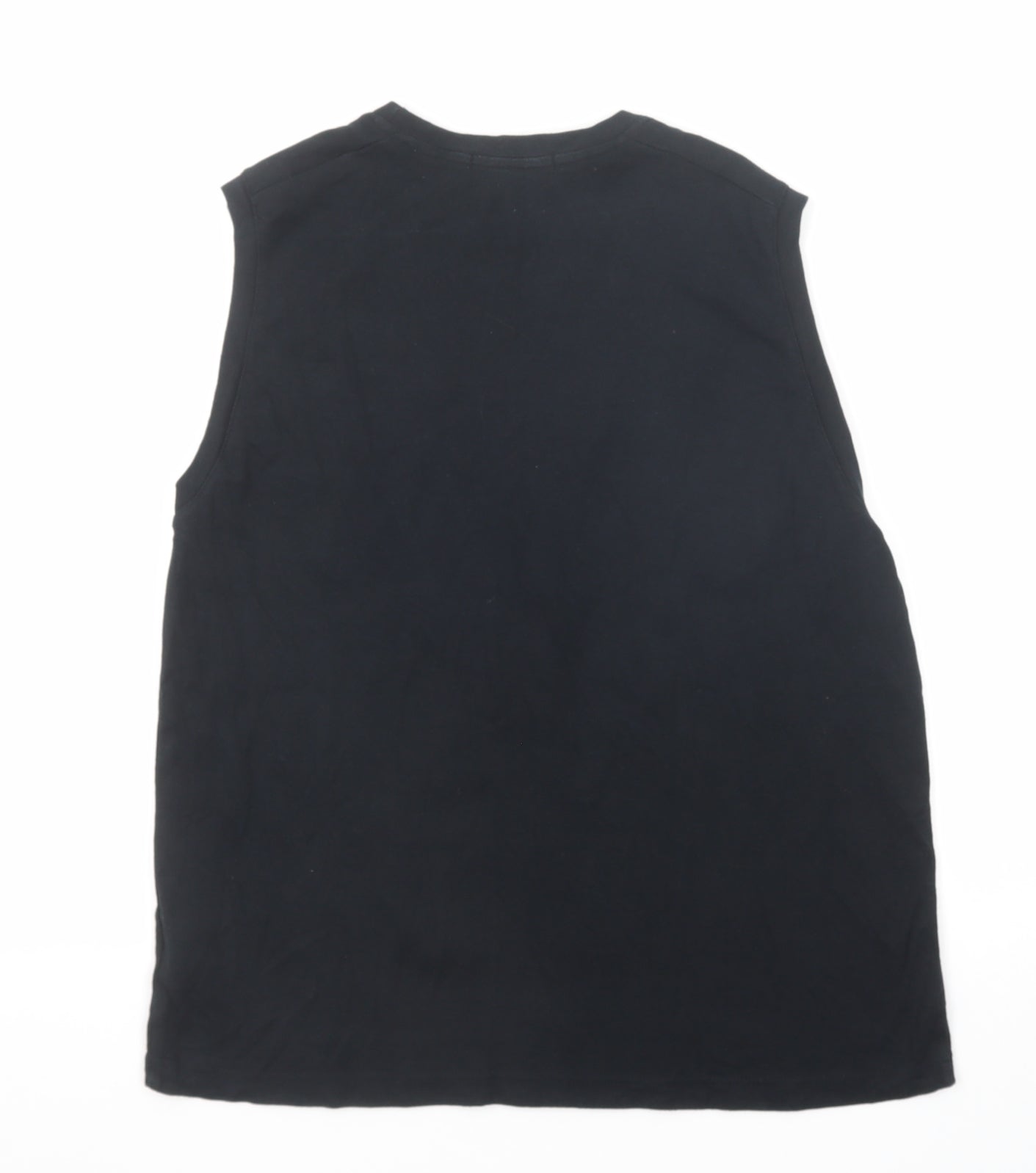 Topman Mens Black Cotton T-Shirt Size L Round Neck