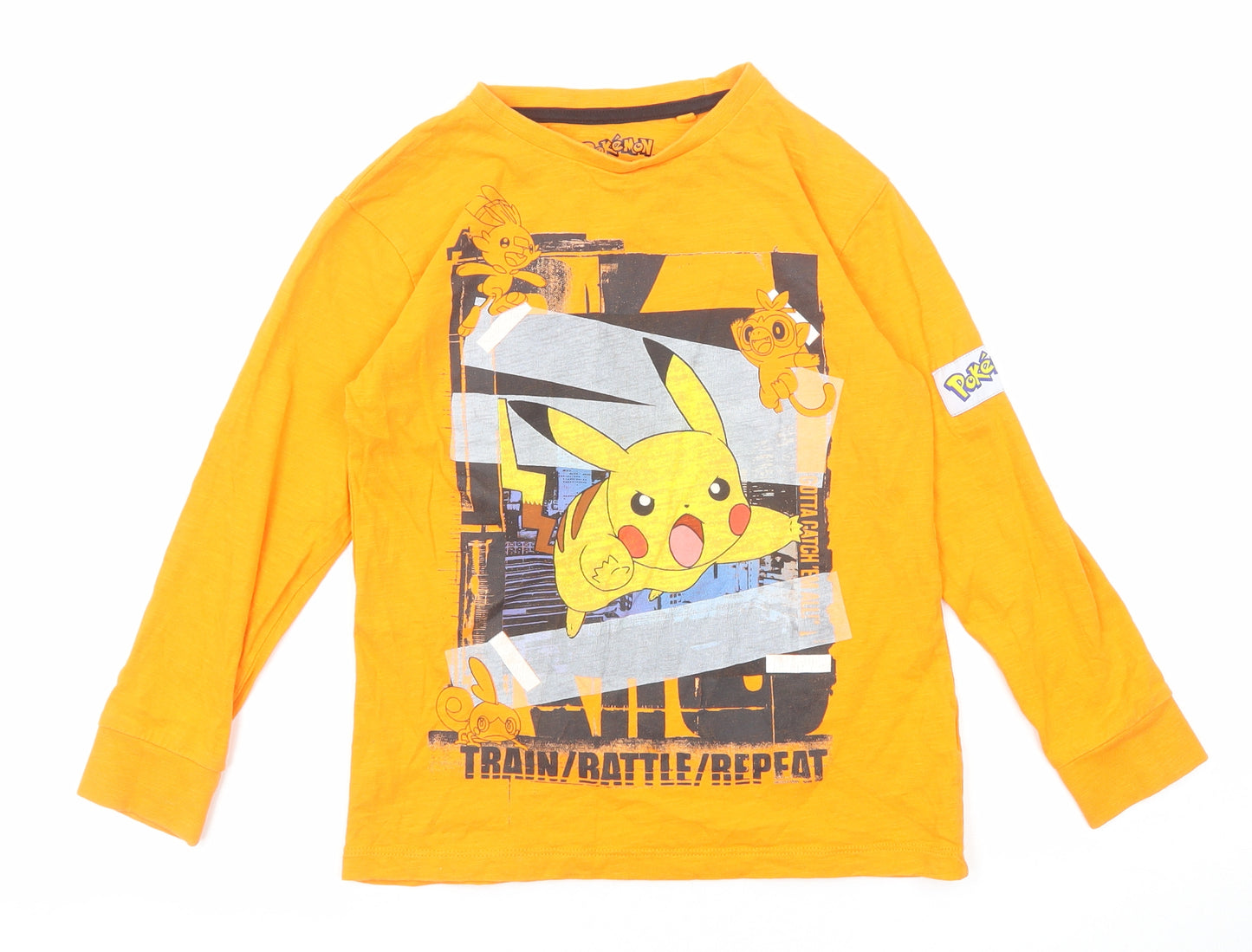 NEXT Boys Orange Cotton Pullover Casual Size 7 Years Round Neck Pullover - Pokémon