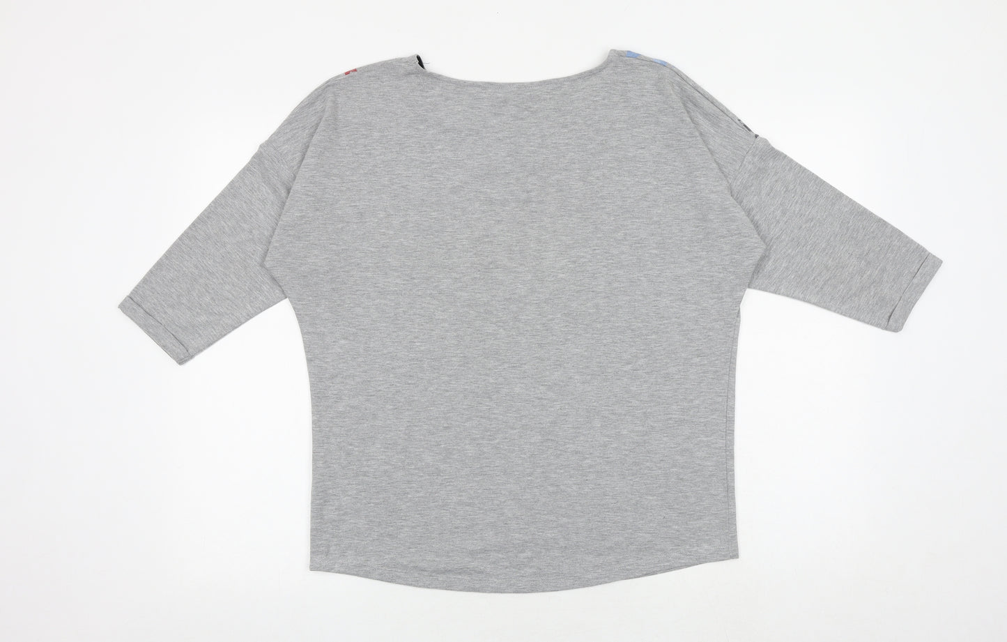 M&Co Womens Grey Floral Viscose Basic Blouse Size 10 Round Neck