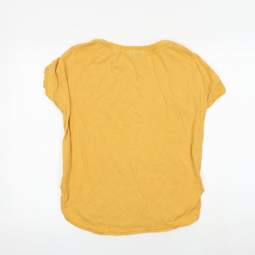 NEXT Womens Yellow Striped Viscose Basic Blouse Size 14 Round Neck