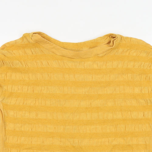 NEXT Womens Yellow Striped Viscose Basic Blouse Size 14 Round Neck