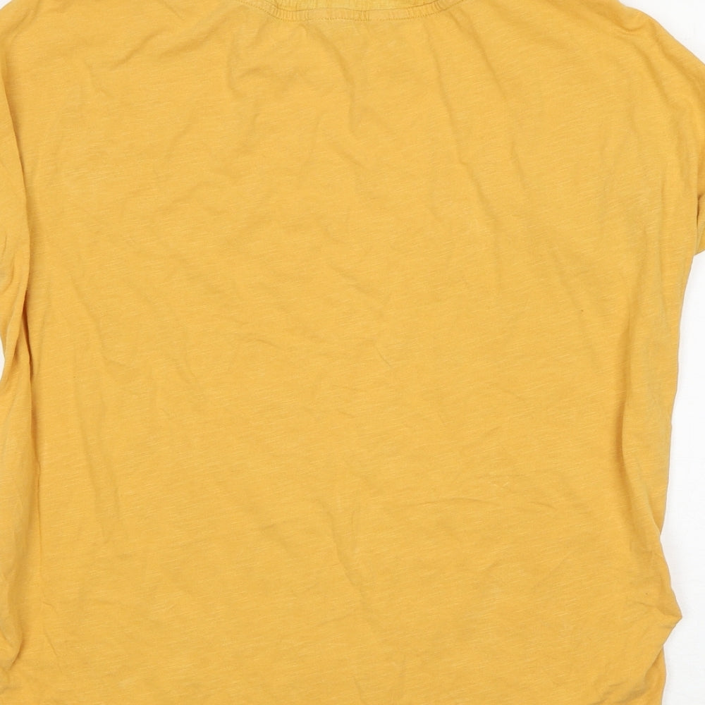 NEXT Womens Yellow Striped Viscose Basic Blouse Size 14 Round Neck