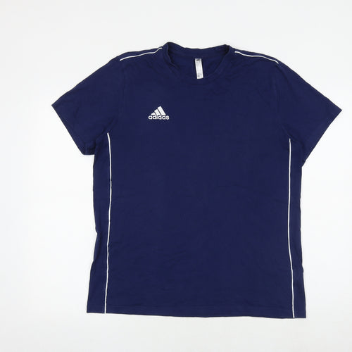 adidas Mens Blue Cotton T-Shirt Size L Round Neck