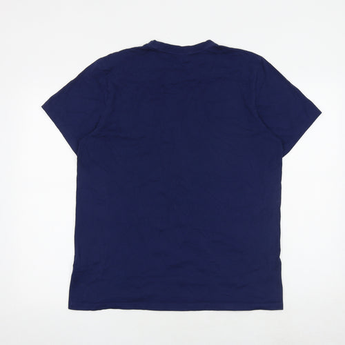 adidas Mens Blue Cotton T-Shirt Size L Round Neck