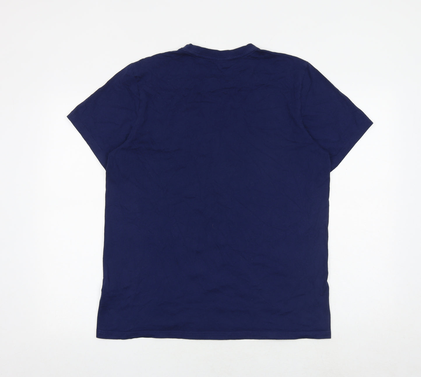 adidas Mens Blue Cotton T-Shirt Size L Round Neck