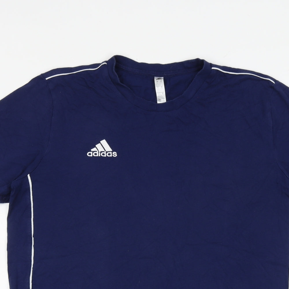 adidas Mens Blue Cotton T-Shirt Size L Round Neck
