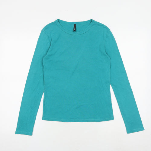Marks and Spencer Womens Green 100% Cotton Basic T-Shirt Size 8 Round Neck