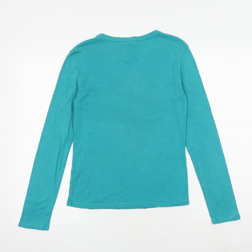 Marks and Spencer Womens Green 100% Cotton Basic T-Shirt Size 8 Round Neck
