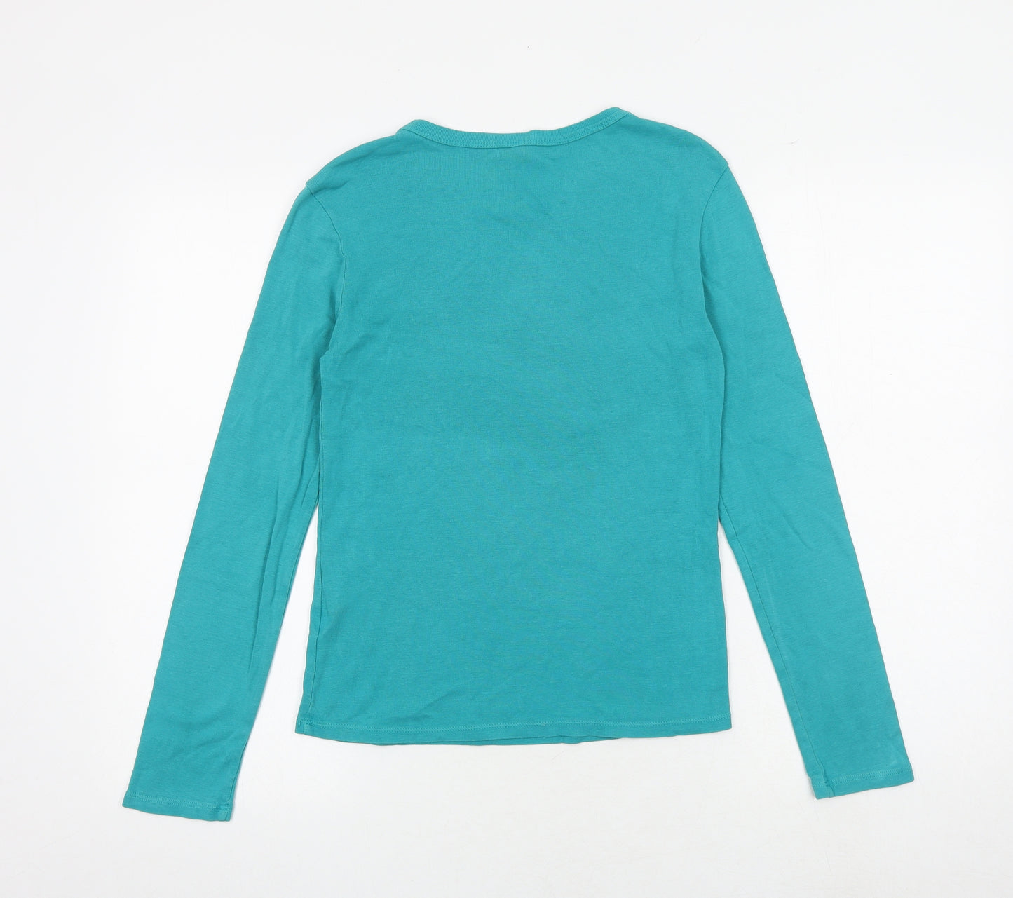 Marks and Spencer Womens Green 100% Cotton Basic T-Shirt Size 8 Round Neck