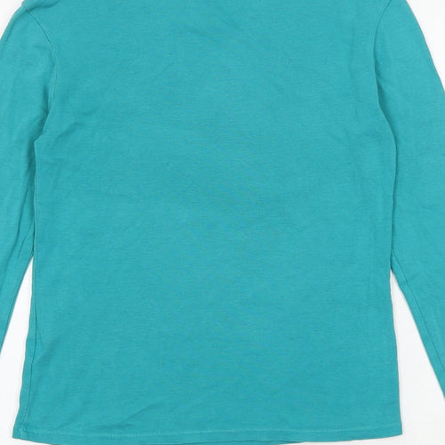 Marks and Spencer Womens Green 100% Cotton Basic T-Shirt Size 8 Round Neck