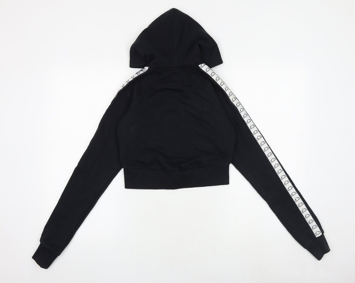 ellesse Womens Black Cotton Full Zip Hoodie Size 4 Zip - Cropped