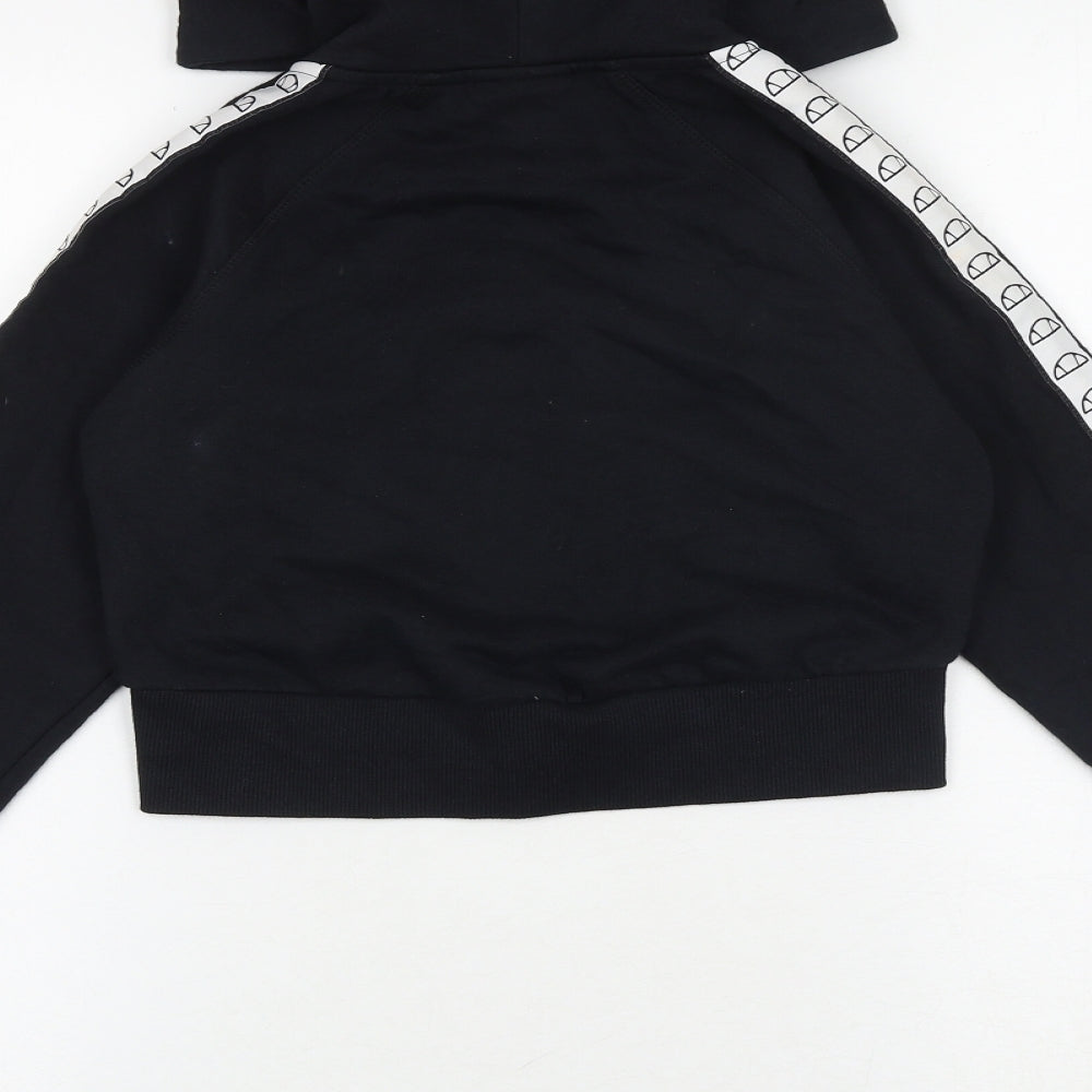 ellesse Womens Black Cotton Full Zip Hoodie Size 4 Zip - Cropped