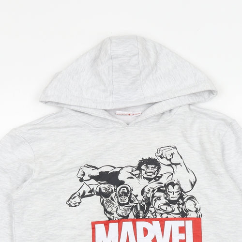 Marvel Boys Grey Cotton Pullover Hoodie Size 9-10 Years Pullover