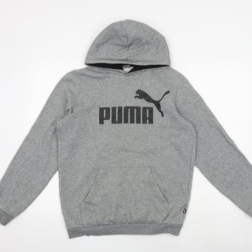 PUMA Boys Grey Cotton Pullover Hoodie Size 15-16 Years Pullover