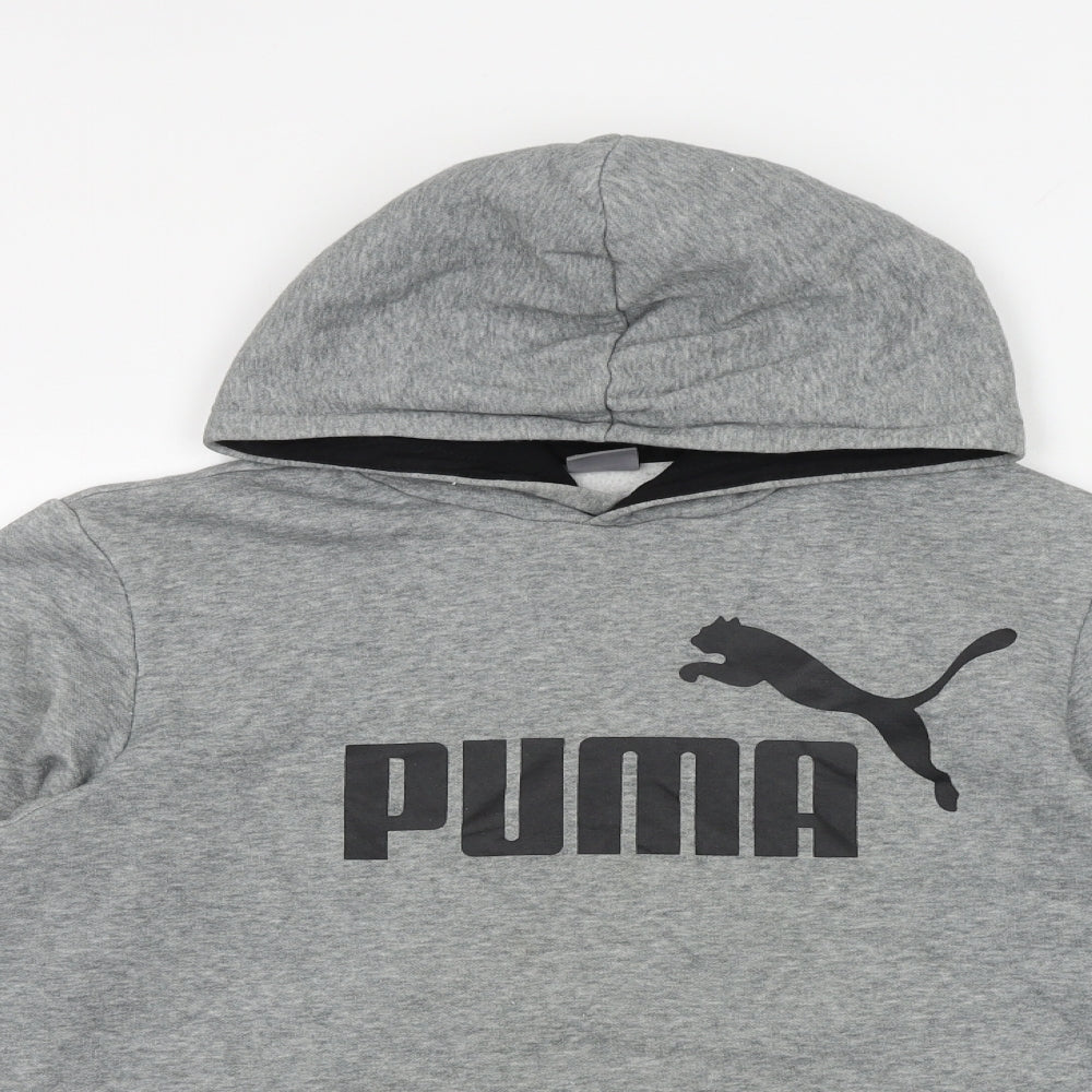 PUMA Boys Grey Cotton Pullover Hoodie Size 15-16 Years Pullover