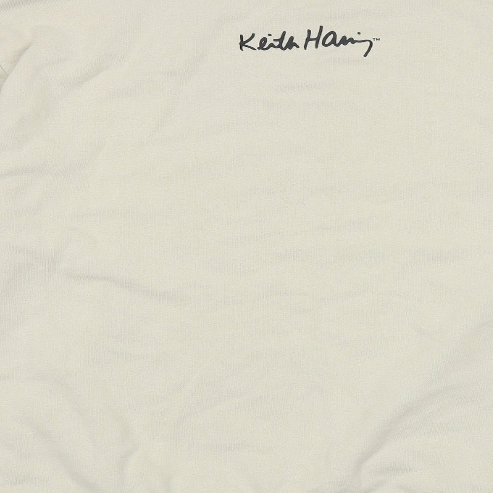 H&M Womens Beige Cotton Pullover Sweatshirt Size L Pullover - Keith Haring