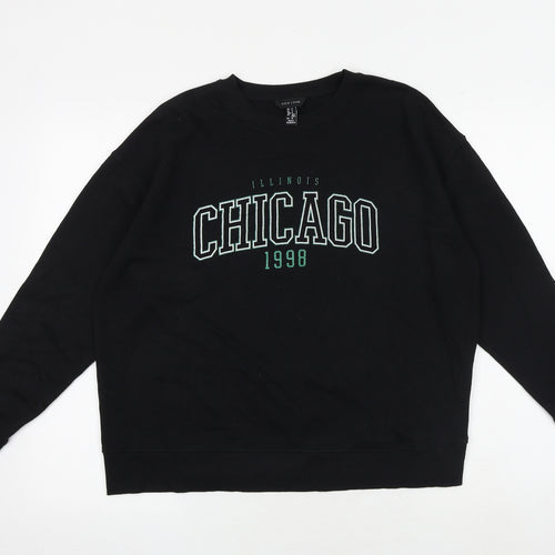 New Look Womens Black Cotton Pullover Sweatshirt Size S Pullover - Chicago