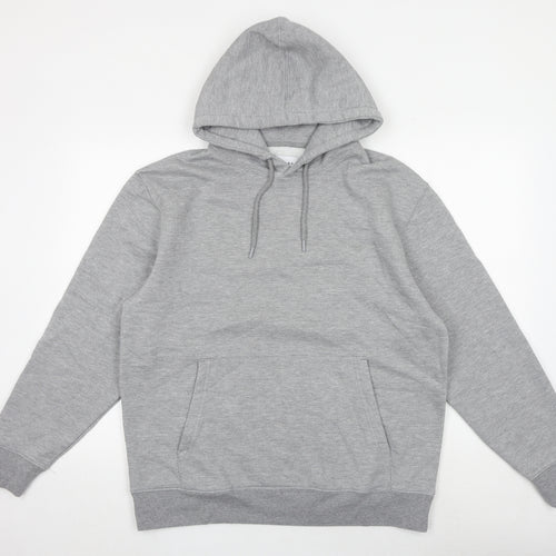 Topman Mens Grey Cotton Pullover Hoodie Size M