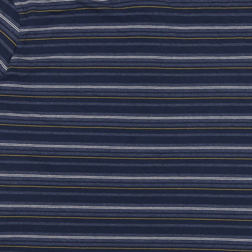 NEXT Mens Blue Striped Cotton T-Shirt Size L Round Neck