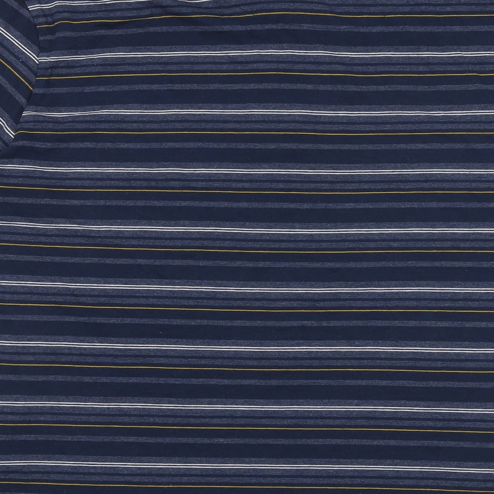 NEXT Mens Blue Striped Cotton T-Shirt Size L Round Neck