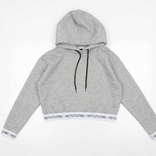 PRETTYLITTLETHING Womens Grey Cotton Pullover Hoodie Size S Pullover