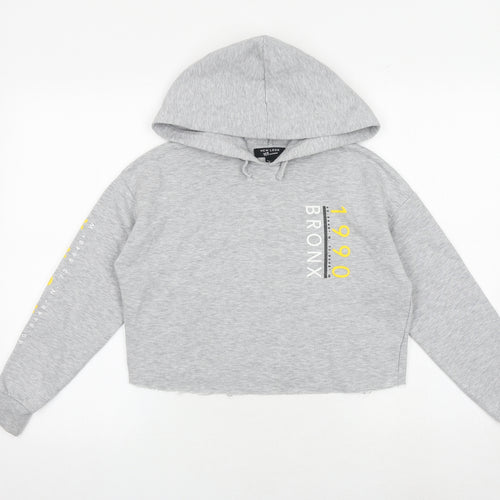 New Look Girls Grey Cotton Pullover Hoodie Size 10-11 Years Pullover - Bronx