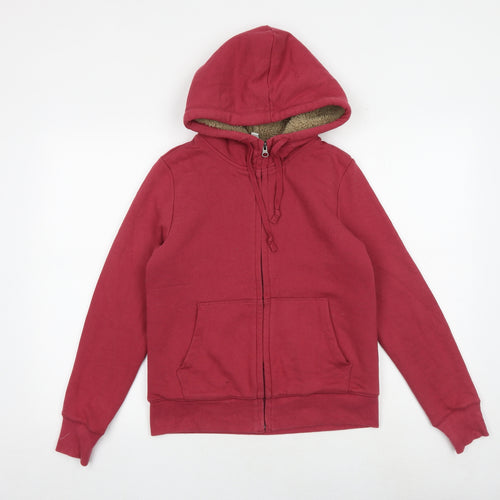 Uniqlo Womens Red Cotton Full Zip Hoodie Size S Zip