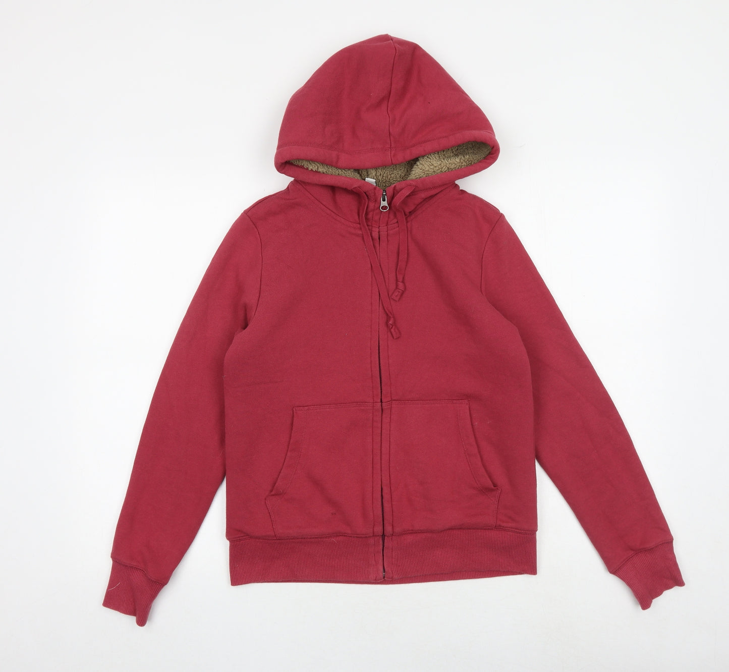 Uniqlo Womens Red Cotton Full Zip Hoodie Size S Zip